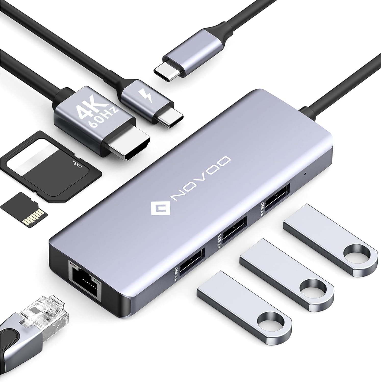 NOVOO Adaptateur USB C vers HDMI, 8-en-1