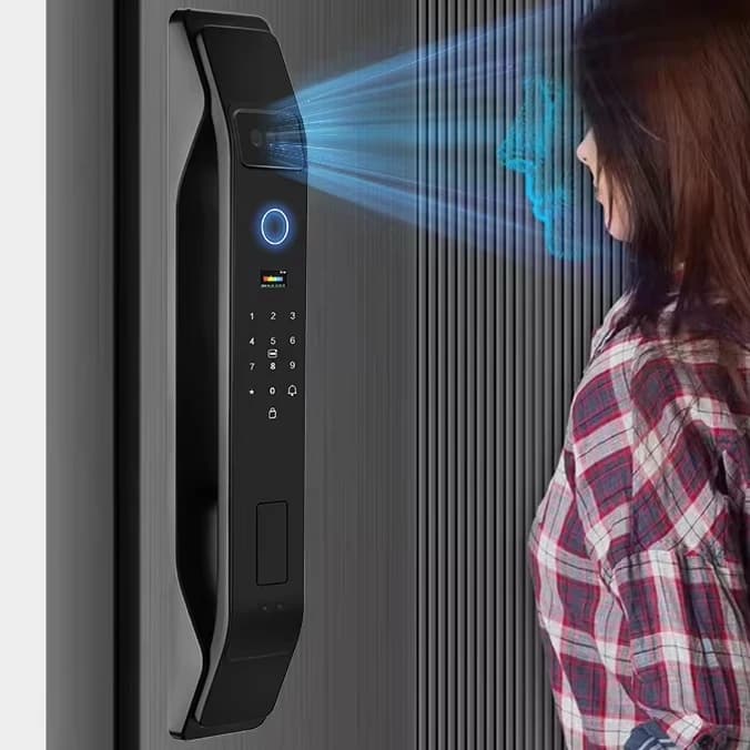 Hot Selling Biometric Smart Locks Tuya Face Recognition Door Lock for Home Hotel Use Compatible Card Key Smartphone App Control