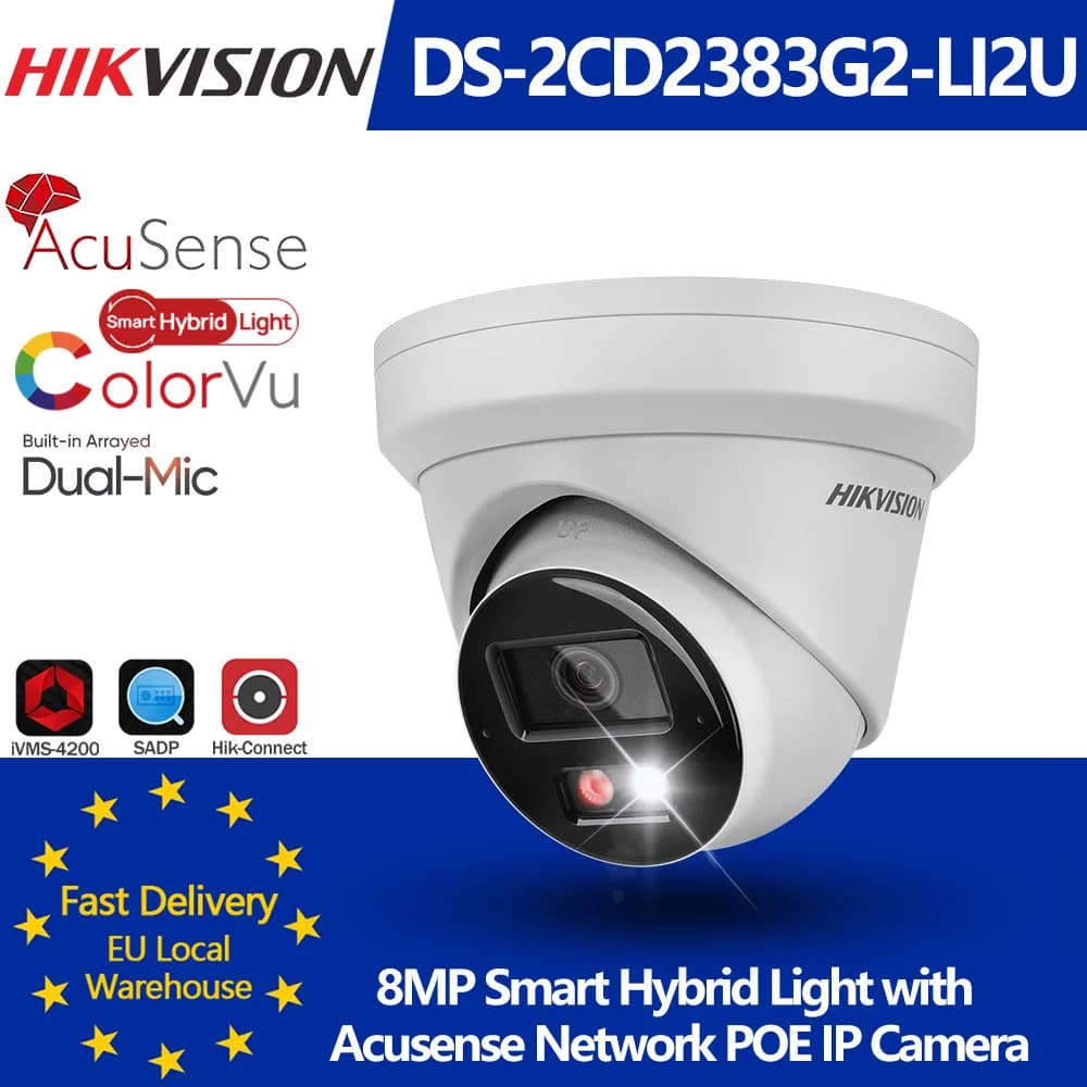 Hikvision DS-2CD2383G2-LI2U 8MP 4K Acusense lumière hybride intelligente tourelle fixe caméra réseau POE Surveillance double micro intégrée - AliExpress 30